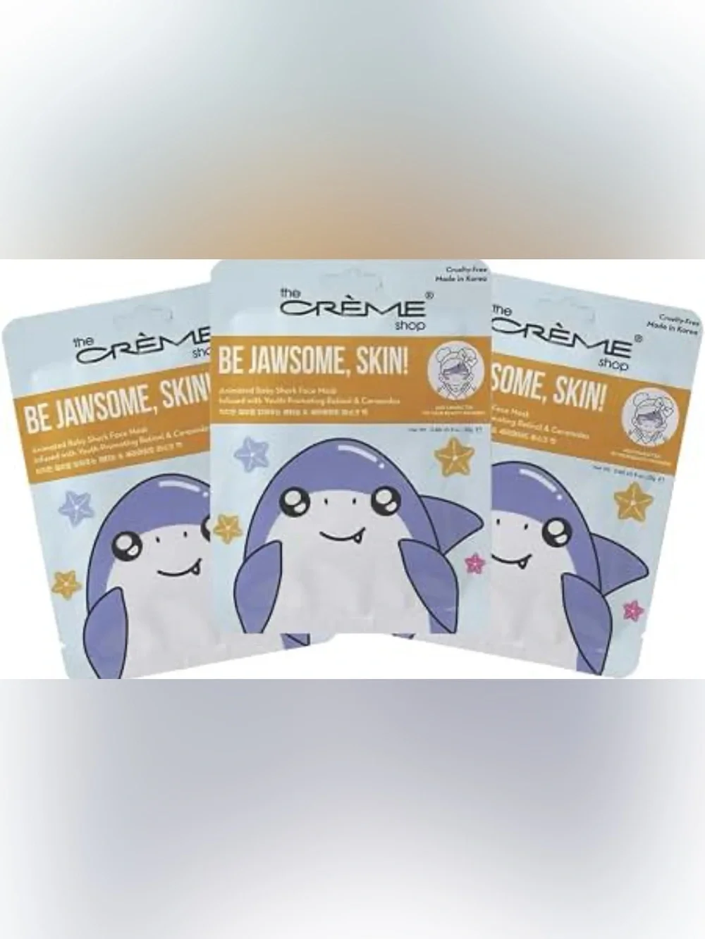 NIB The Creme’ Shop Be Jawsome, Skin! Face Masks Shark Design - 3 Masks per Box